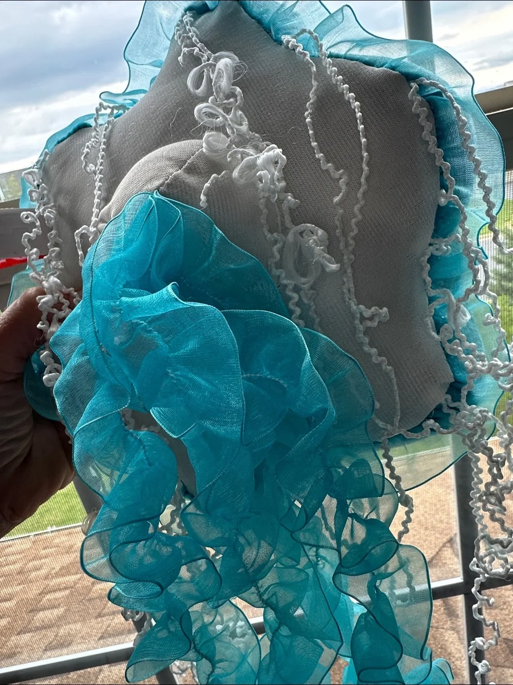 Rare Fiesta Teal Plush Jellyfish Hanging Ornament